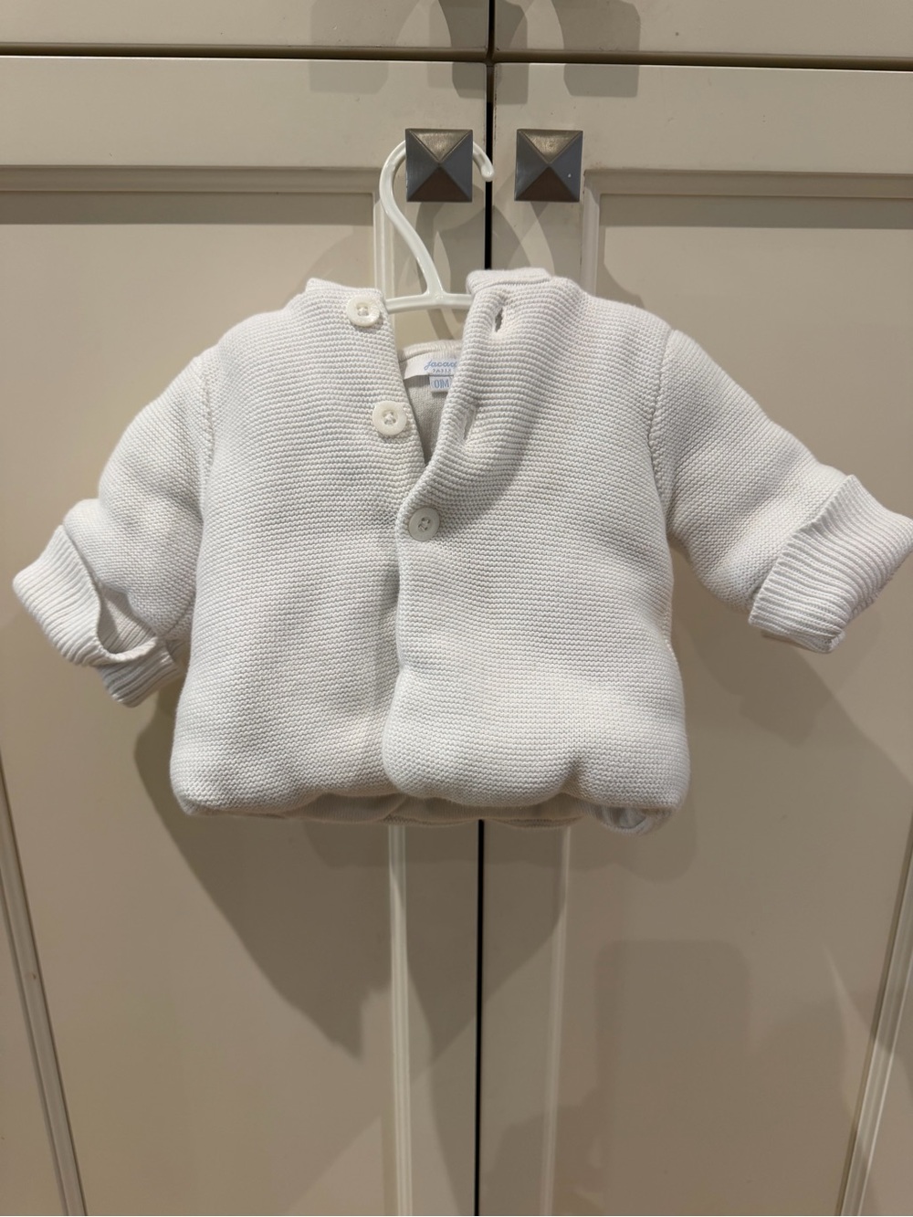 Jacadi newborn Baby Knit Button-Front Cardigan Jacket in White